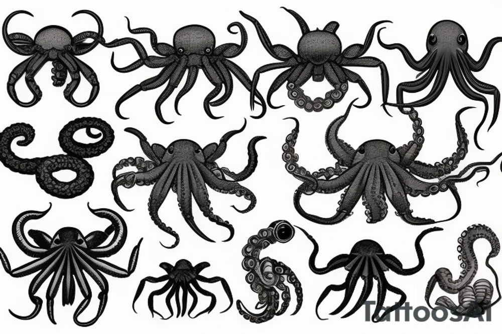 octopus fighting crab tattoo idea