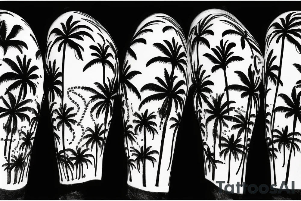 Palm trees at midnight tattoo idea