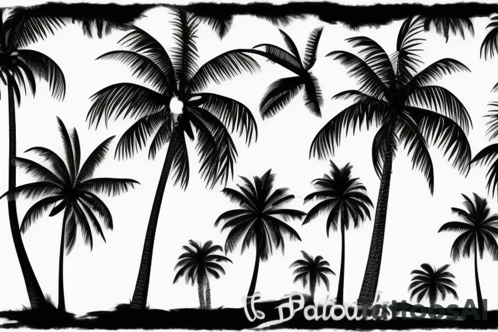 Palm trees at midnight tattoo idea