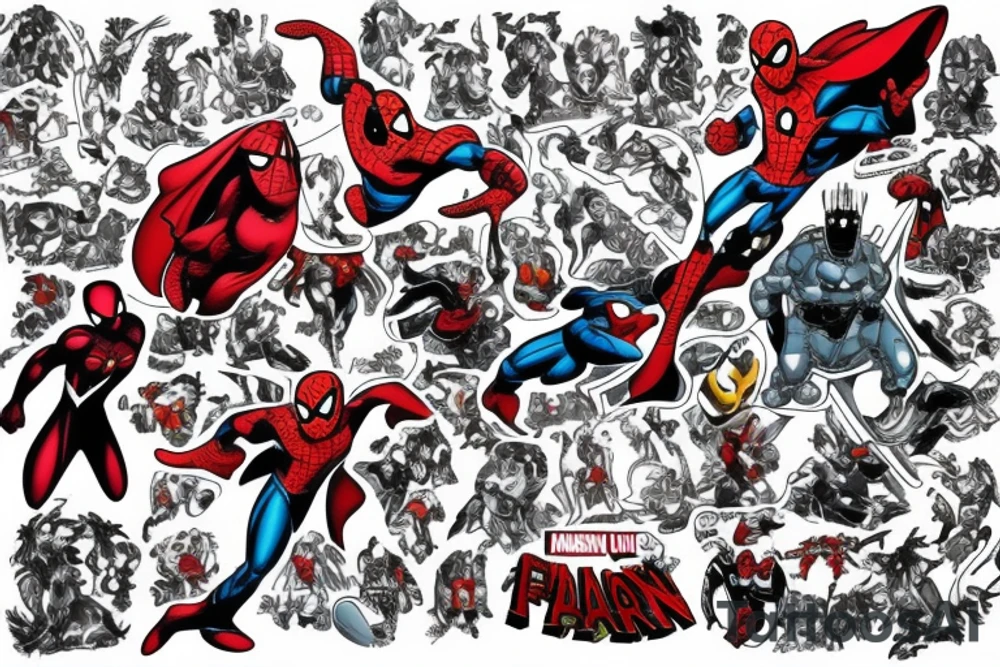 Marvell fun, comics fun, thor, iron Man, spiderman tattoo idea