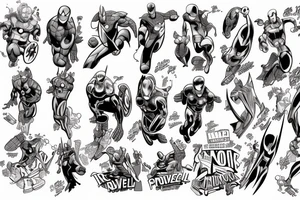 Marvell fun, comics fun, thor, iron Man, spiderman tattoo idea