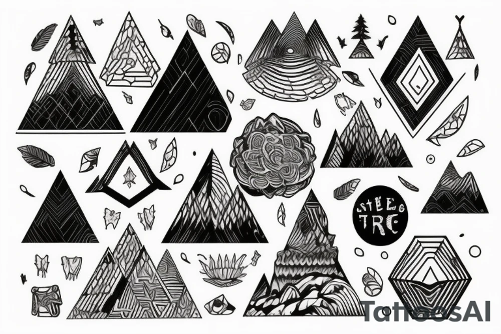 forest triangle mountain tattoo idea