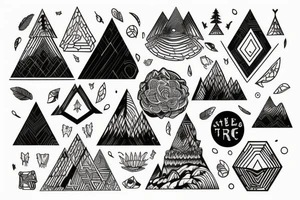 forest triangle mountain tattoo idea