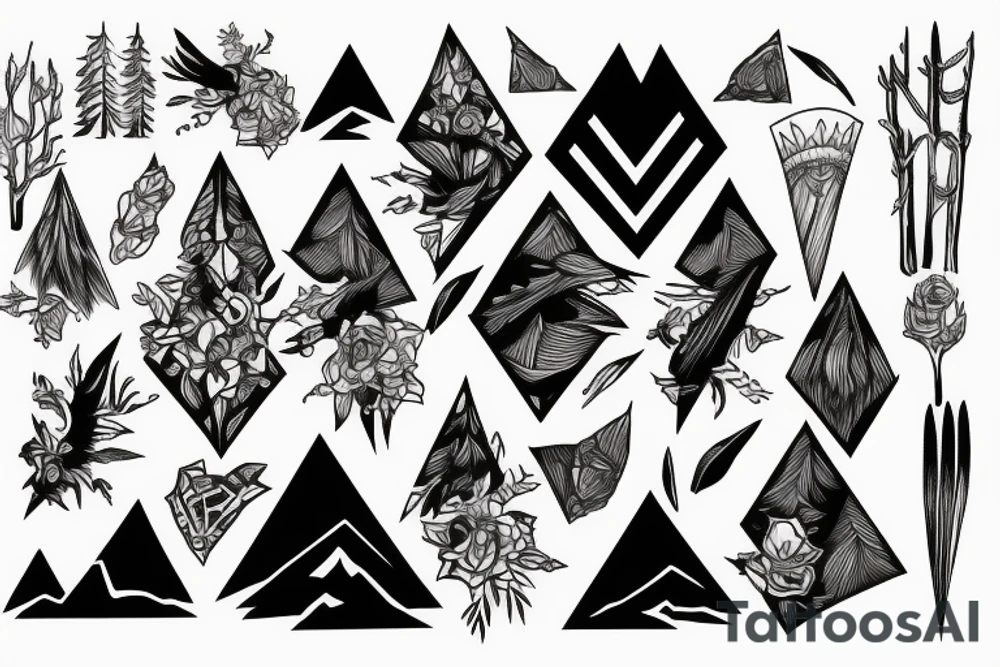 forest triangle mountain tattoo idea