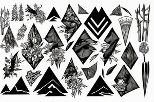 forest triangle mountain tattoo idea