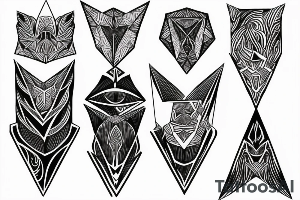 forest triangle mountain tattoo idea