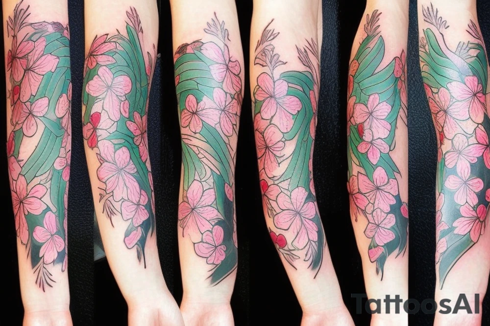 Phoenix with cherry blossom tattoo idea
