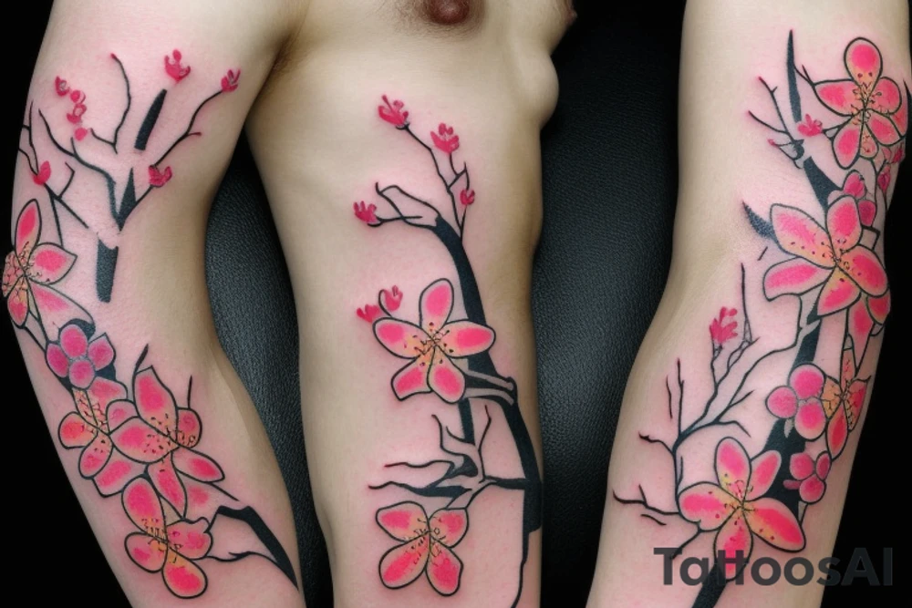 Phoenix with cherry blossom tattoo idea
