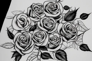 Roses and leaves with vines tattoo idea