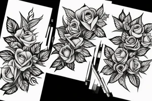 Roses and leaves with vines tattoo idea