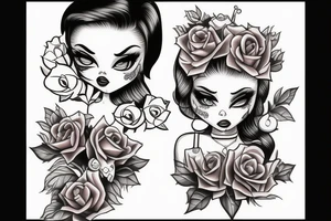 Dead pinup girl cartoon style tattoo idea