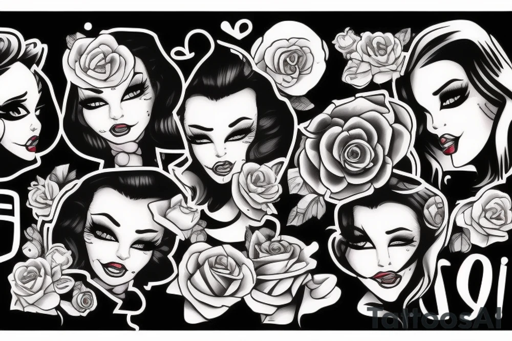 Dead pinup girl cartoon style tattoo idea