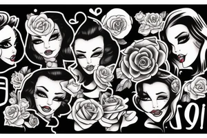Dead pinup girl cartoon style tattoo idea