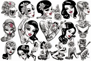 Dead pinup girl cartoon style tattoo idea