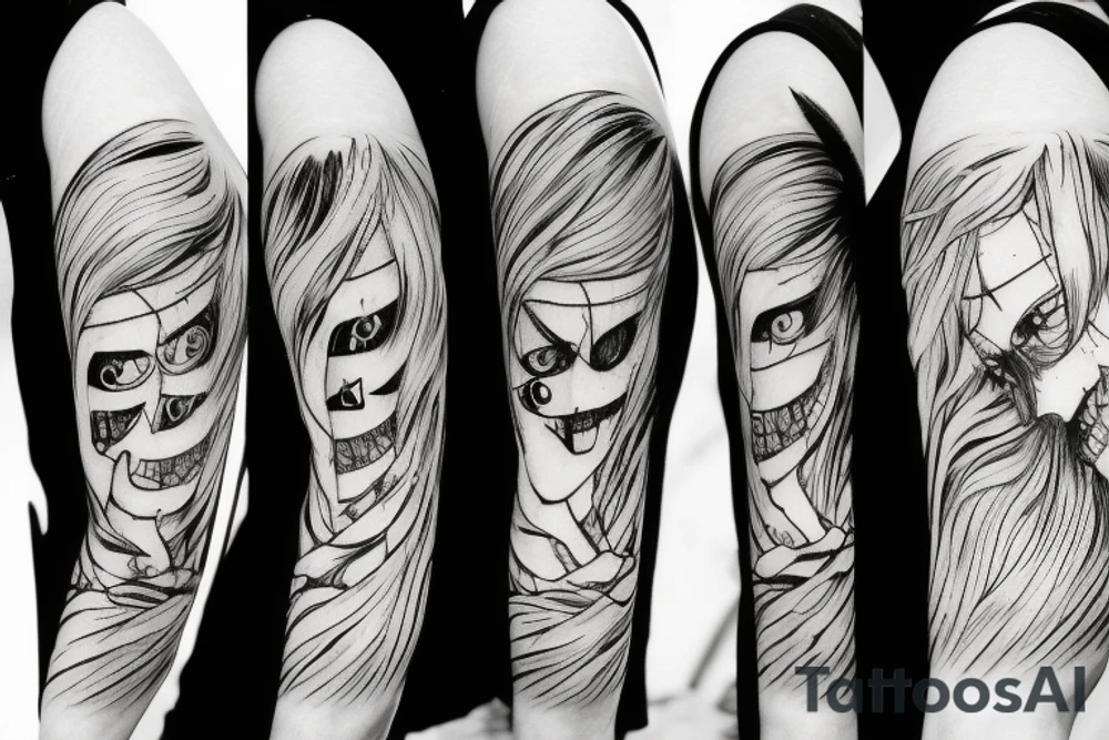 Scratch full arm Tokyo ghoul tattoo idea