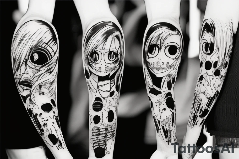 Scratch full arm Tokyo ghoul tattoo idea