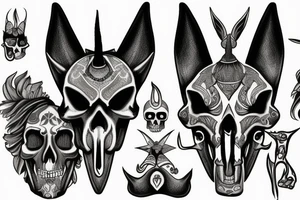 anubis with skull tattoo idea