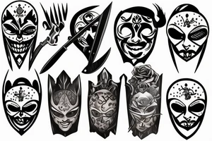 mask and knife tattoo idea
