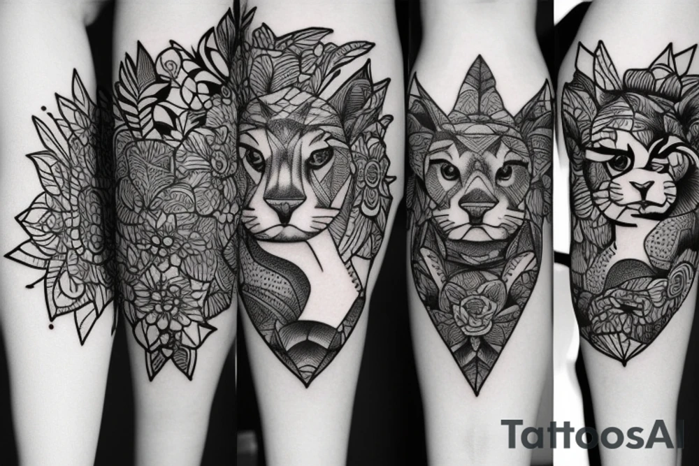 puma on the left thigh tattoo idea