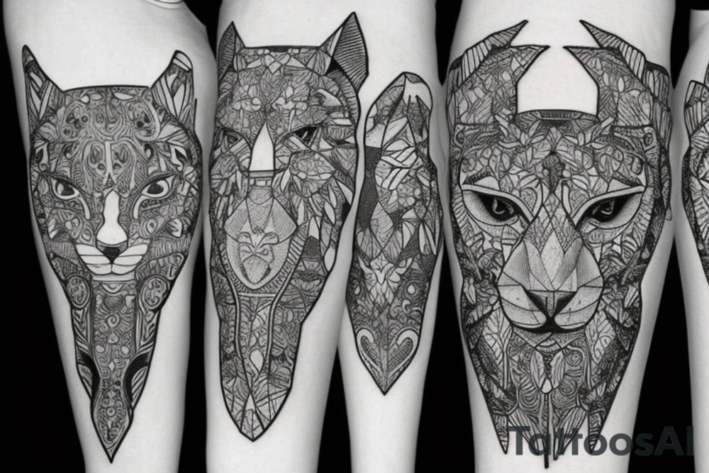puma on the left thigh tattoo idea