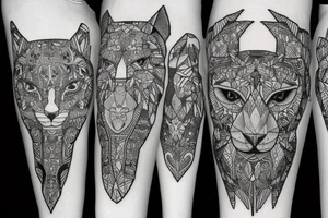 puma on the left thigh tattoo idea