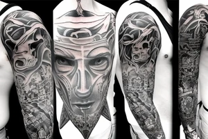 Showing the good and bad side of man with the theme of wealth tattoo idea