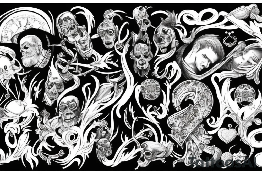 Showing the good and bad side of man with the theme of wealth tattoo idea
