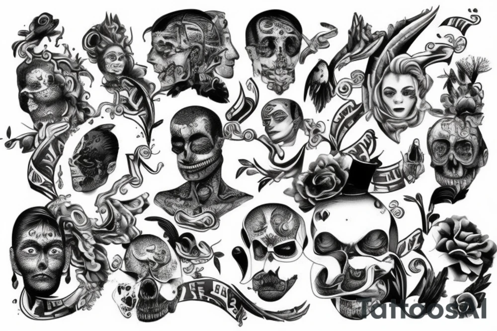 Showing the good and bad side of man with the theme of wealth tattoo idea