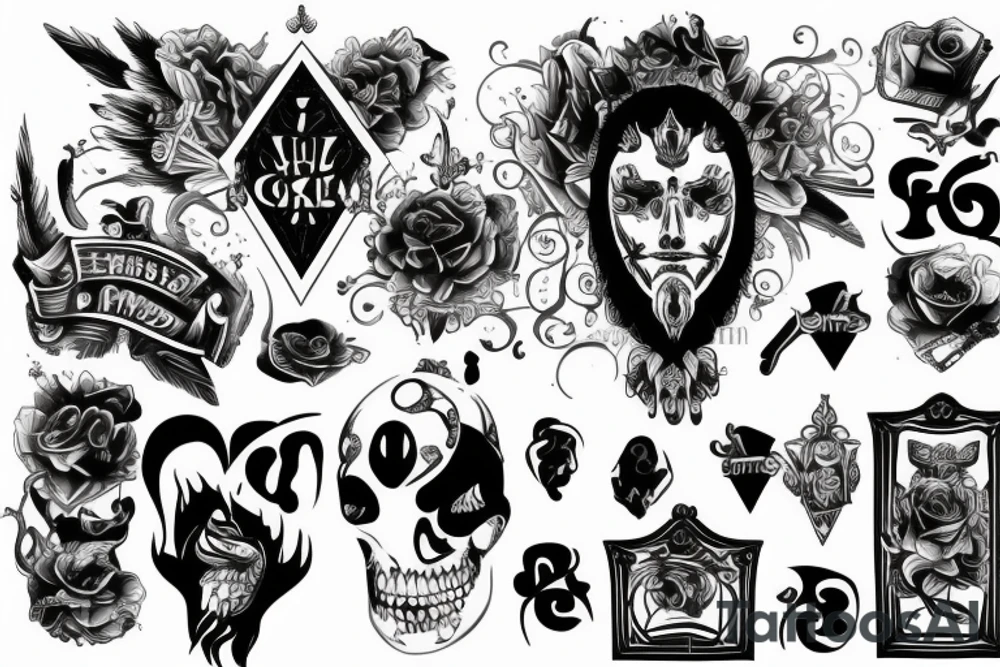 Showing the good and bad side of man with the theme of wealth tattoo idea