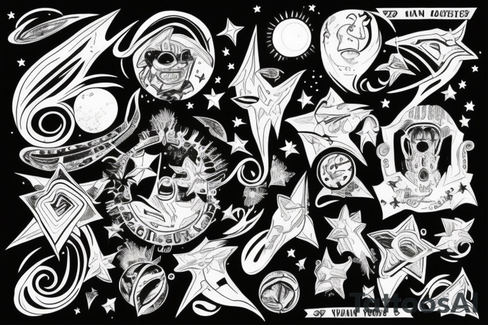 Father and son discovering the stars tattoo idea