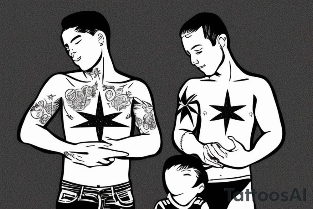 Father and son discovering the stars tattoo idea