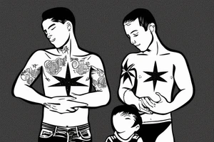 Father and son discovering the stars tattoo idea