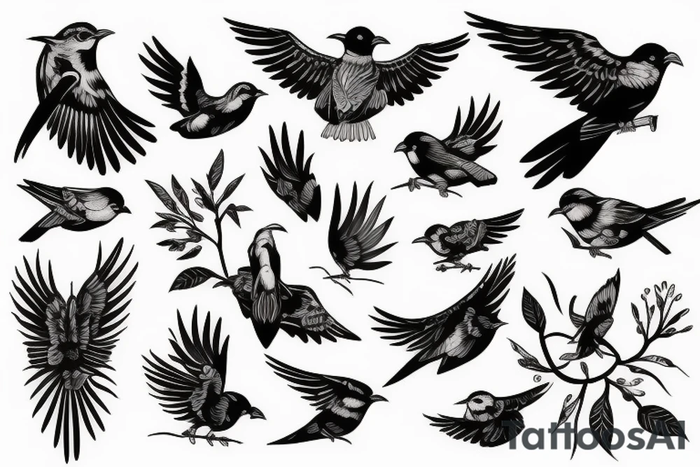 bird and mountain tattoo idea
