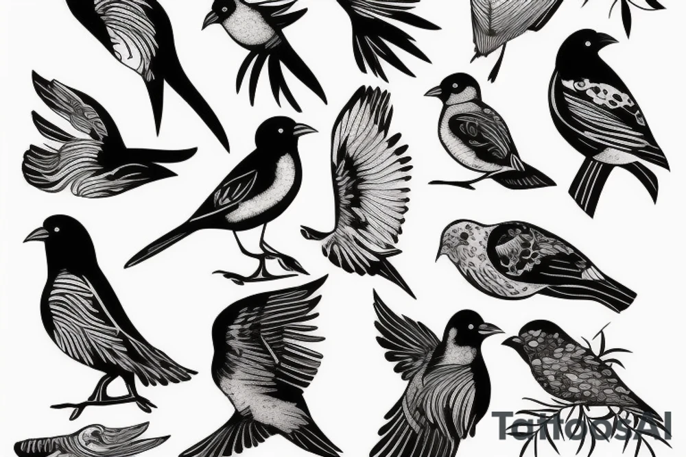 bird with waterfall tattoo idea