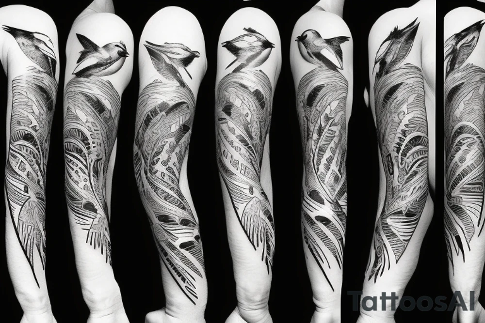 bird with waterfall tattoo idea