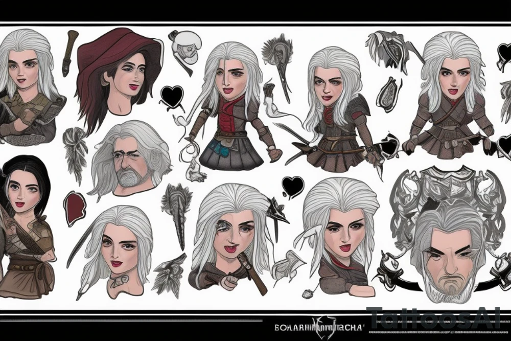 The wicher Geralt Yen and Ciri tattoo idea