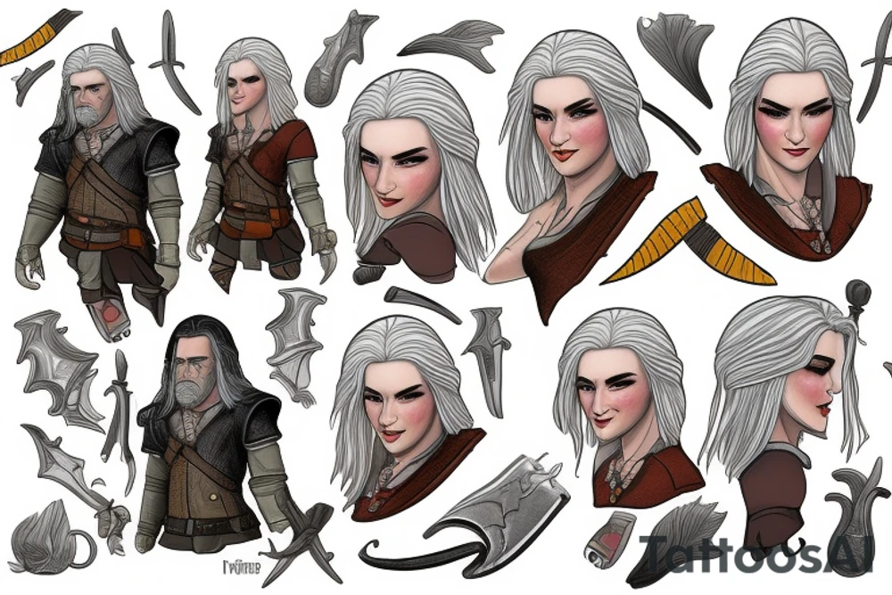 The wicher Geralt Yen and Ciri tattoo idea