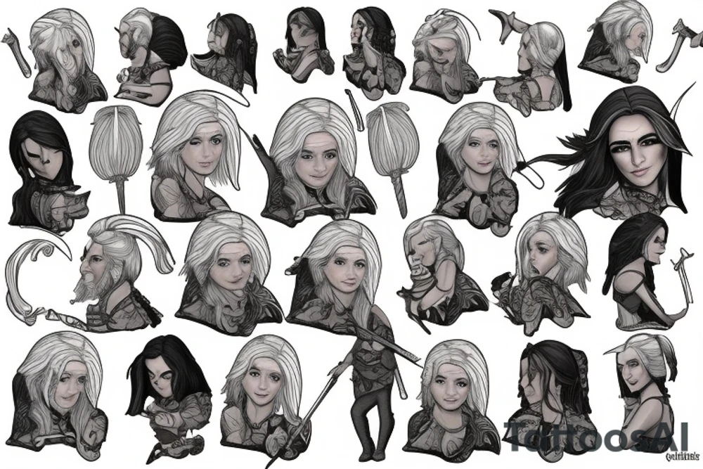 The wicher Geralt Yen and Ciri tattoo idea