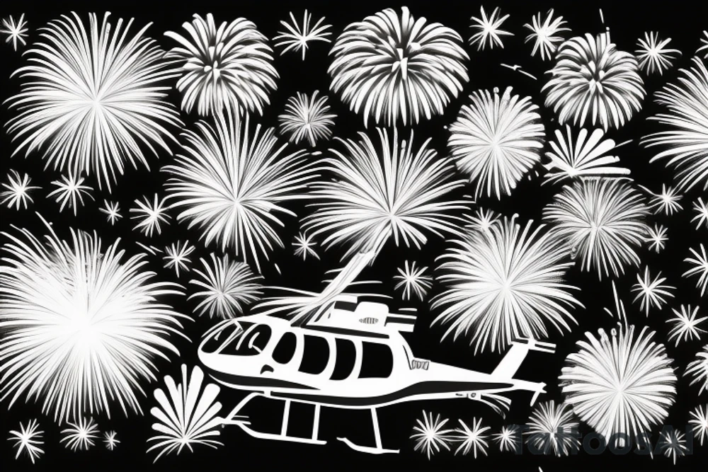Helicopter fireworks tattoo idea