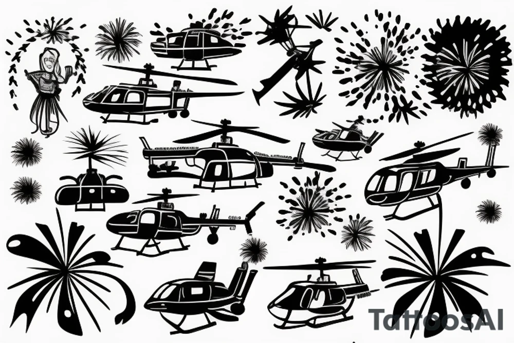 Helicopter fireworks tattoo idea