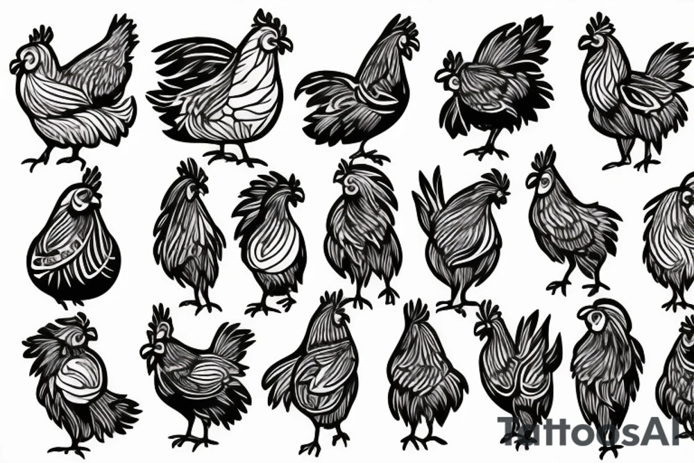 Chicken drum and woman tattoo idea
