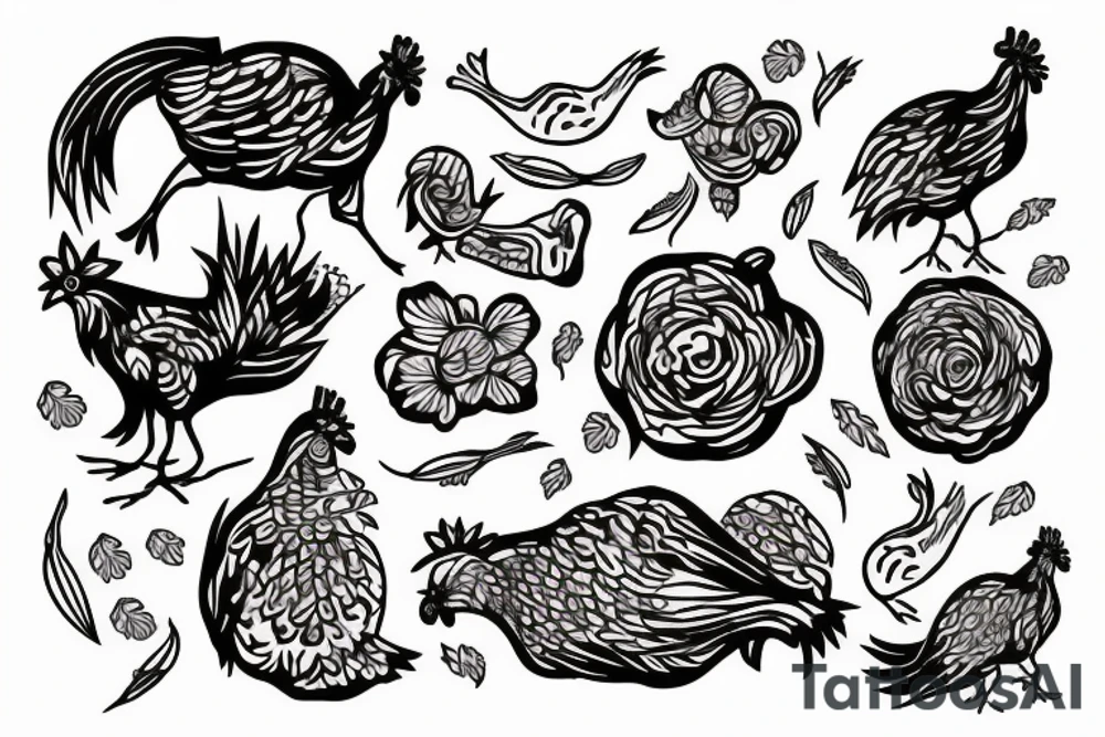 Chicken drum and woman tattoo idea