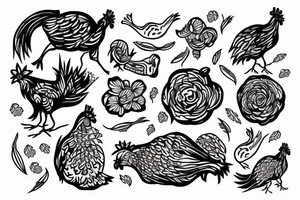 Chicken drum and woman tattoo idea