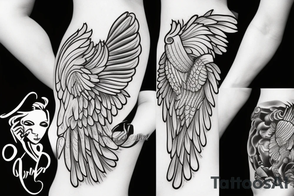 Chicken wing beautiful woman tattoo idea