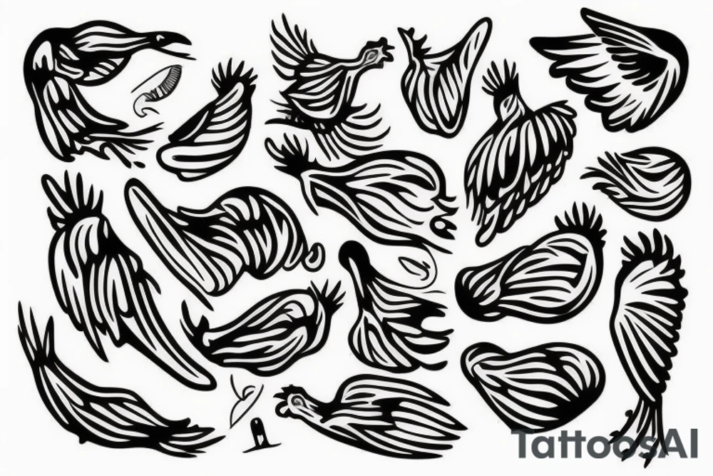 Chicken wing beautiful woman tattoo idea