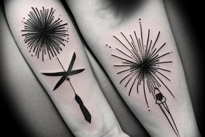 Fireworks above a helicopter simple sketch tattoo idea