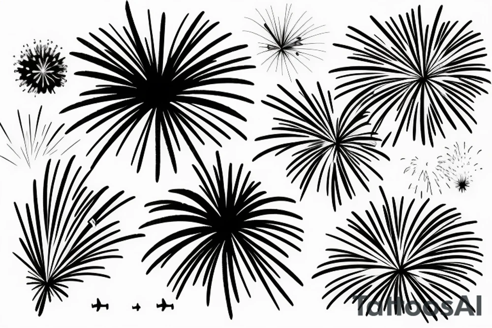 Fireworks above a helicopter simple sketch tattoo idea