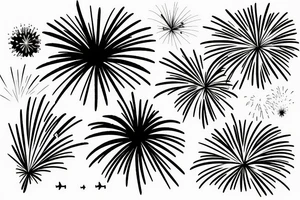 Fireworks above a helicopter simple sketch tattoo idea