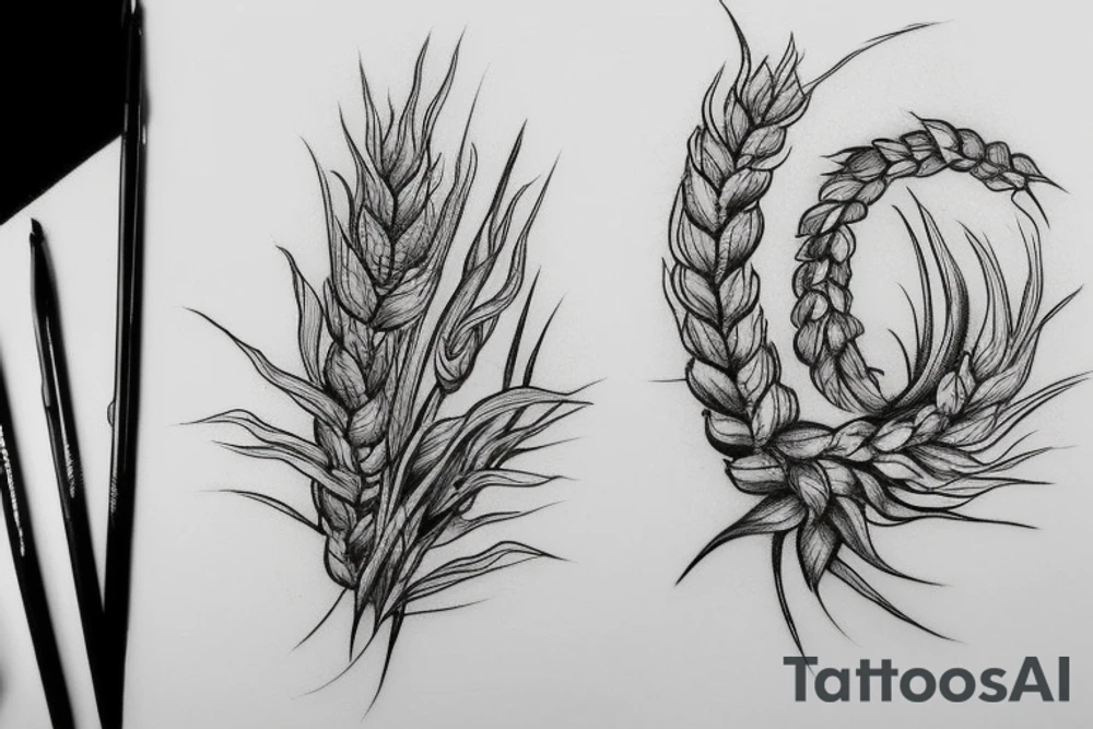 Scary ear of wheat tattoo idea