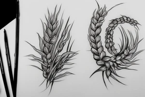 Scary ear of wheat tattoo idea